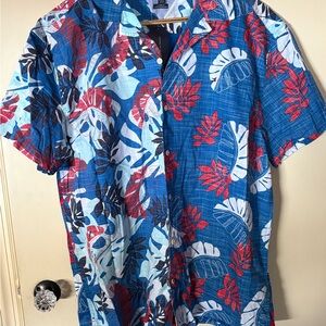 Men's Tommy Hilfiger Blue and Red Floral Short Sleeve Shirt New with Tags XXXL